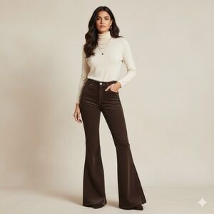 COUT DE LA LIBERTÉ Women's Brown Corduroy Flared Bell Bottom Jeans‎ Size 25